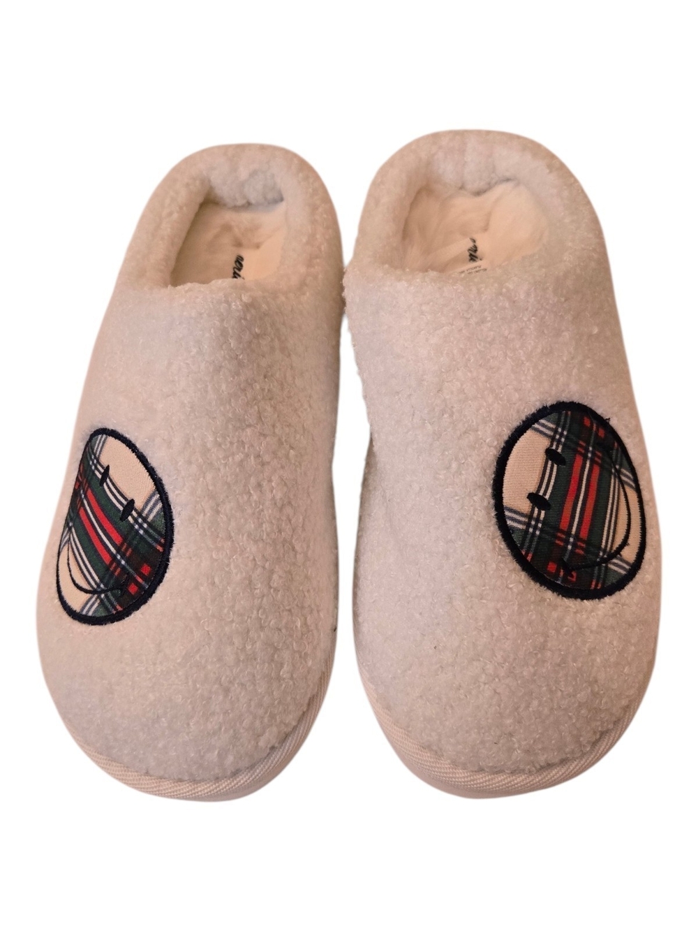 Aerie Smiley Sherpa Scuff Slippers NWT Size 7 Cozy Slip On Style